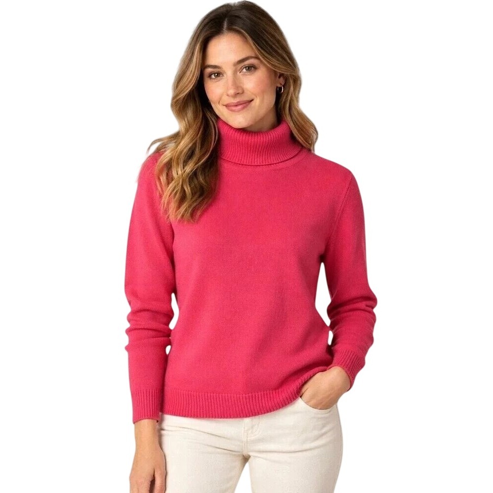 Pendleton Turtleneck Sweater Womens XL Pink Merino Wool Long Sleeve Solid Ribbed